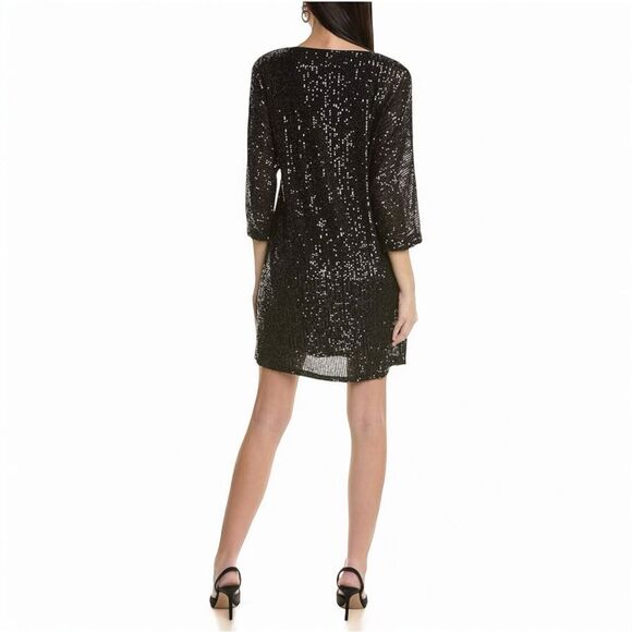 Vince Camuto Black Sequin Long Sleeve Dress - Picture 7 of 14